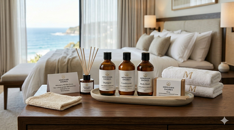 Custom branded hotel amenities packaging